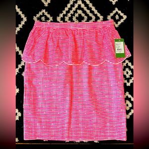 Lilly Pulitzer Thyme Gingham Check Peplum Scalloped Skirt